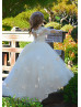 Off Shoulder Ivory Lace Tulle Floor Length Flower Girl Dress